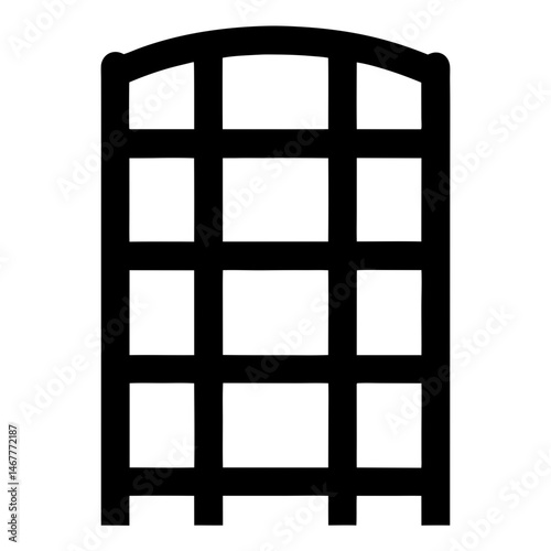 Abstract Black Lattice Structure with Rounded Top, White Background, Clean Presentation