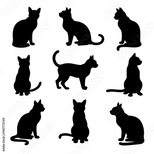 Set pig silhouette isolated vector on white background