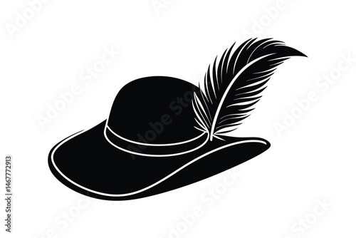 Silhouette art illustration of a feathered hat.eps