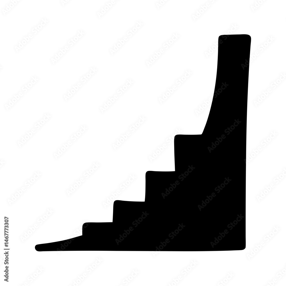 A Silhouette of a Staircase Ascending to an Elongated Platform or Room A Silhouette of a Staircase Ascending to an Elongated Platform or Room