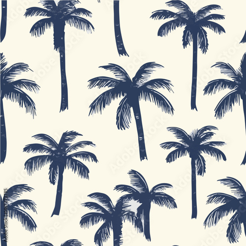 Seamless pattern of Retro palm tree hand drawn art concept