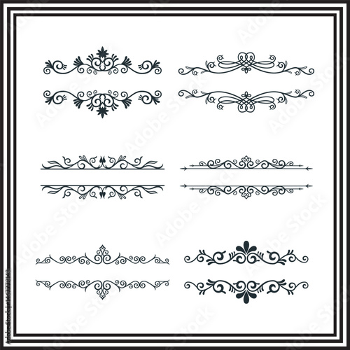 Ornamental Divider Vector Set – Elegant Flourish Line Art Borders, Vintage Decorative Elements Bundle