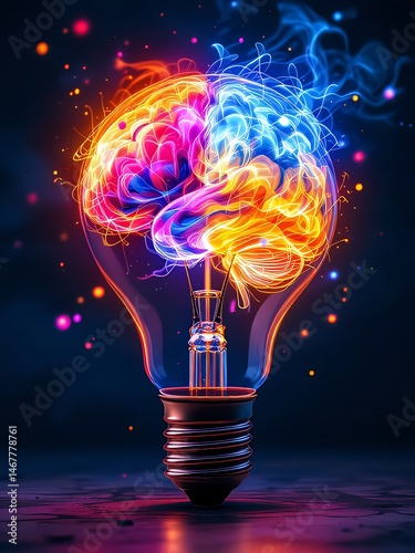Brilliant mind ablaze with fiery ideas innovative concepts ignited imagination unleashed