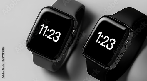 Two smartwatches with digital displays