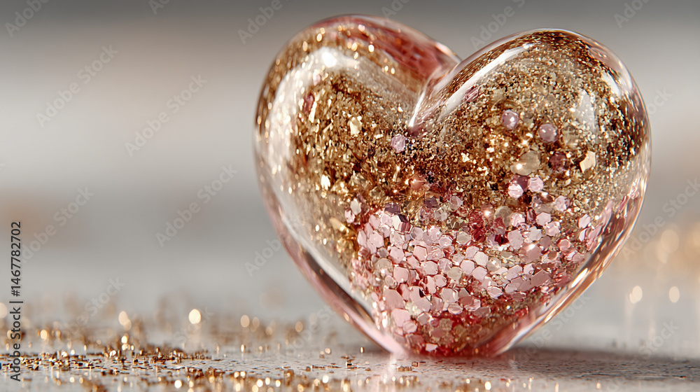A sparkly heart glows with radiant light, symbolizing love, joy, and emotional brilliance. A dreamy and whimsical visual ideal for romance, celebration, and heartfelt expression themes.