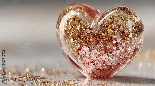 Obraz na płótnie A sparkly heart glows with radiant light, symbolizing love, joy, and emotional brilliance. A dreamy and whimsical visual ideal for romance, celebration, and heartfelt expression themes.
w salonie