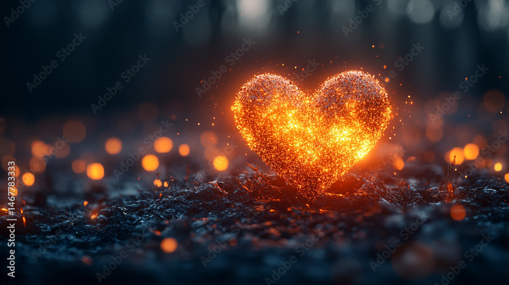 A sparkly heart glows with radiant light, symbolizing love, joy, and emotional brilliance. A dreamy and whimsical visual ideal for romance, celebration, and heartfelt expression themes.