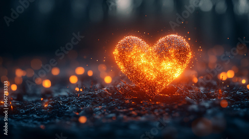 Obraz na płótnie A sparkly heart glows with radiant light, symbolizing love, joy, and emotional brilliance. A dreamy and whimsical visual ideal for romance, celebration, and heartfelt expression themes.
w salonie