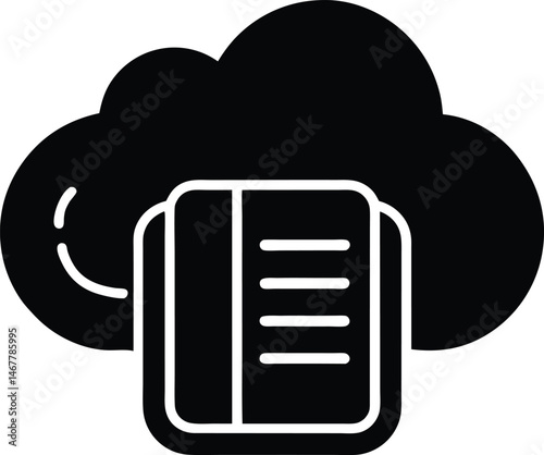 digital notebook cloud sync icon vector illustration