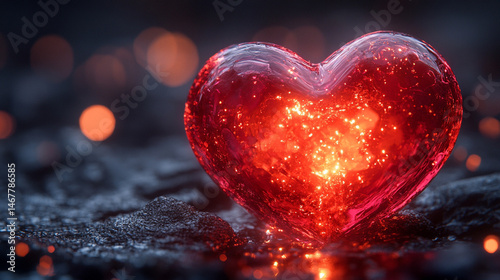 Obraz na płótnie A sparkly heart glows with radiant light, symbolizing love, joy, and emotional brilliance. A dreamy and whimsical visual ideal for romance, celebration, and heartfelt expression themes.
w salonie
