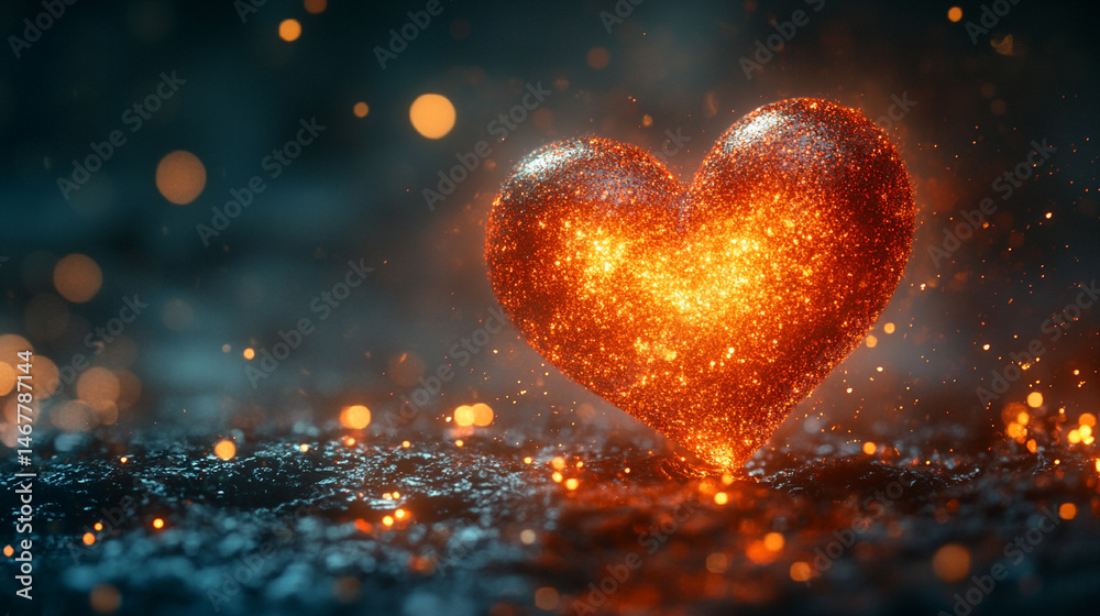 A sparkly heart glows with radiant light, symbolizing love, joy, and emotional brilliance. A dreamy and whimsical visual ideal for romance, celebration, and heartfelt expression themes.