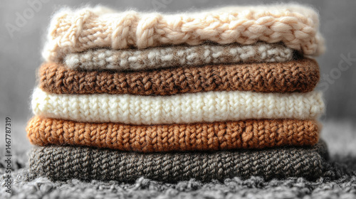 Stack of soft, neutral-toned organic cotton clothing folded neatly. Symbolizes sustainability, comfort, simplicity, and mindful living in eco-conscious modern fashion and minimal lifestyle.

