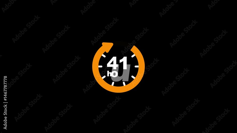 41 Hours timers Clocks, Timer 41 Hour icon, countdown icon. Time measure. The chronometer icon is isolated on black background. Clock , timer (time passage , waiting time ) animation (4K). 41 Hours timers Clocks, Timer 41 Hour icon, countdown icon. Time measure. The chronometer icon is isolated on black background. Clock , timer (time passage , waiting time ) animation (4K).