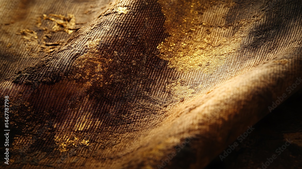 Obraz premium Detailed shot of luxurious golden textured fabric with visible weave pattern