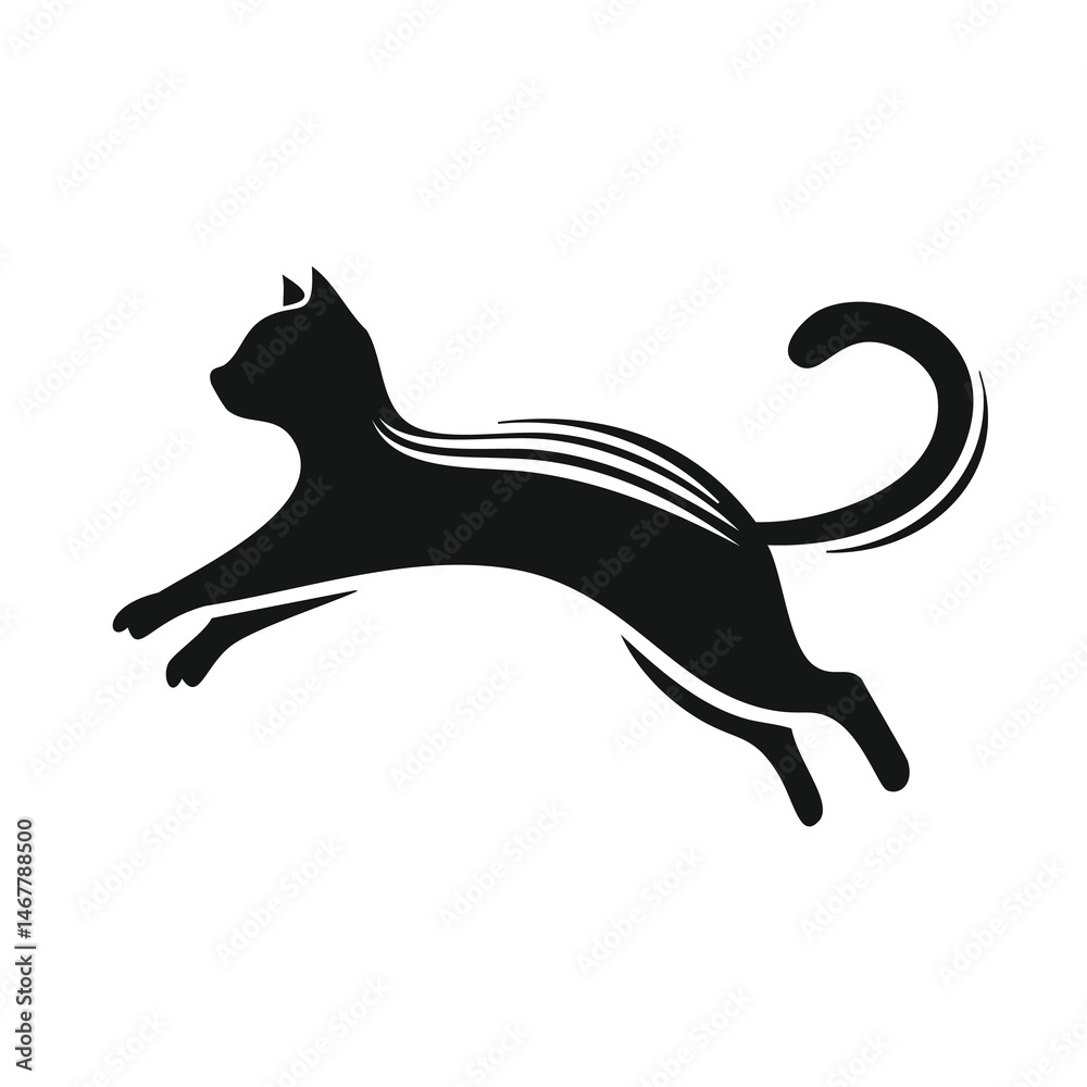 Fototapeta premium Black cat silhutte with white background 