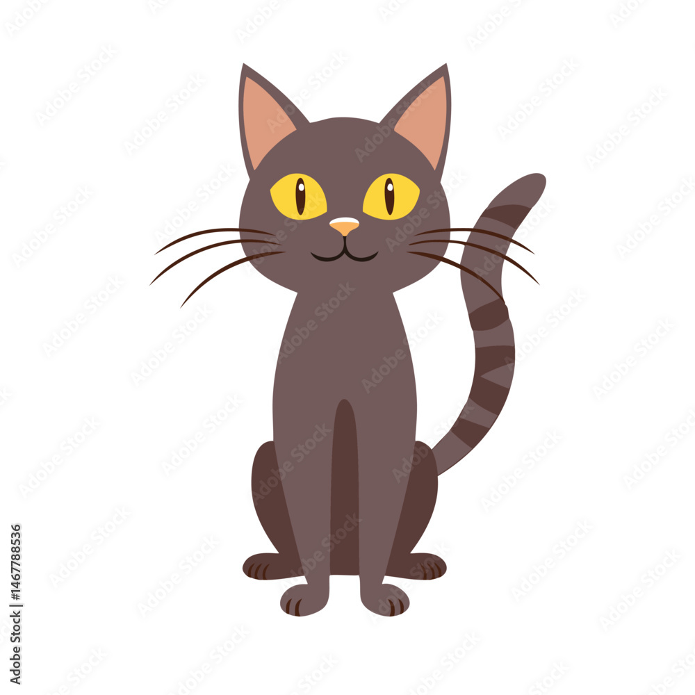 Obraz premium Black cat silhutte with white background 