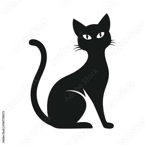 Wallpaper Mural Black cat silhutte with white background  Torontodigital.ca