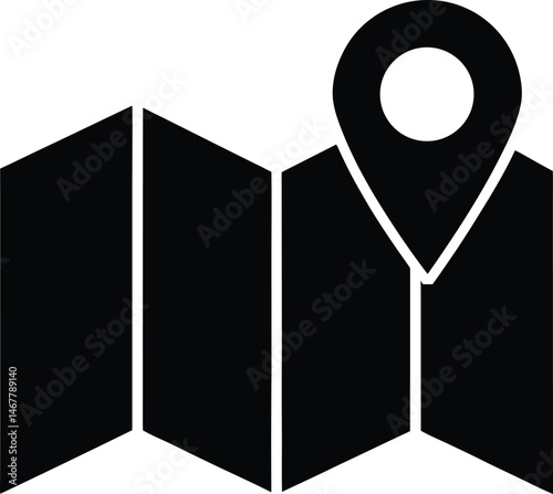 folded map with pin icon vector illustration
