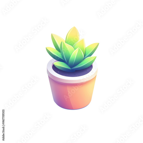 Vibrant Green Succulent Plant in Stylish Pot with Soft Gradient Design, Ideal for Home and Office Decor, Perfect for Plant Lovers and Minimalist Spaces