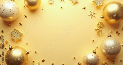 christmas background with golden balls