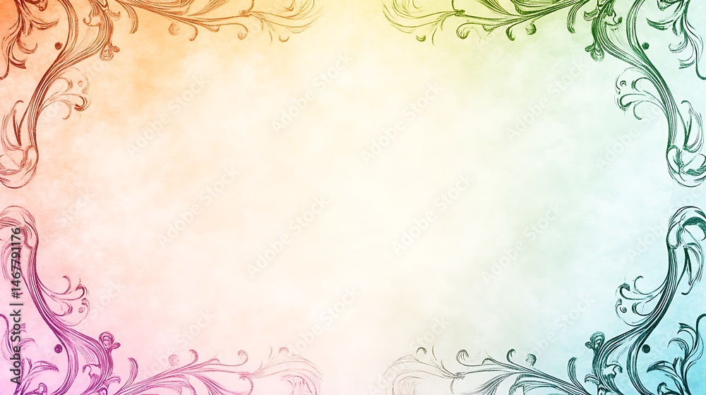 Ornate floral frame on pastel background Ornate floral frame on pastel background