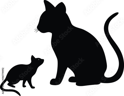 A striking silhouette of a cat and mouse in a simple design