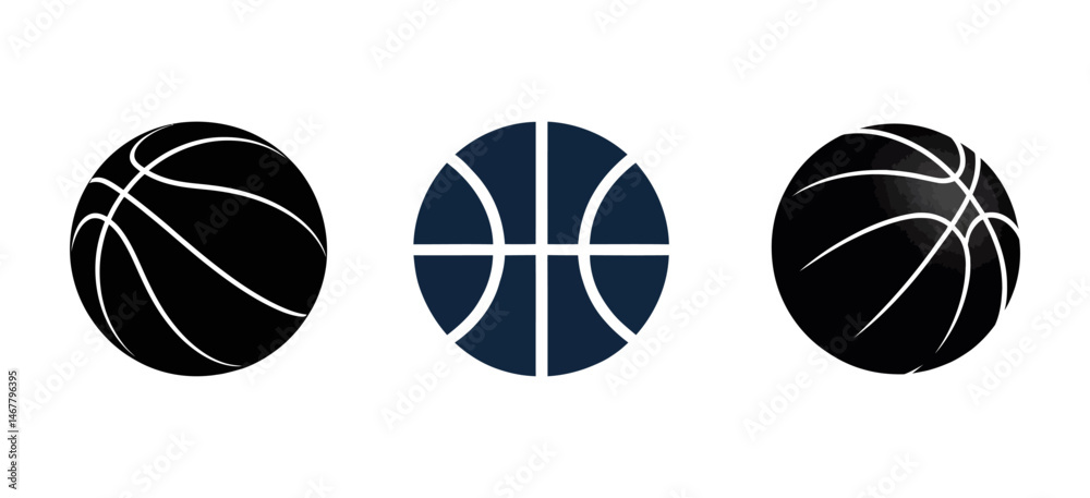 Obraz premium Volleyball ball silhouette, soccer, basketball, tennis, and rugby sport ball icon collection. beach volleyball game play ball icon set, various simple stylized black sports balls silhouettes set. 