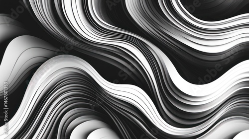 Monochrome Undulation, An Abstract Study in Curvilinear Forms and Contrast