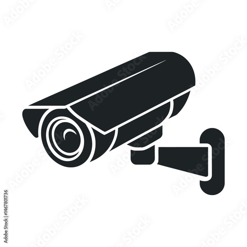 Security Camera Icon Black Silhouette Illustration for Surveillance System