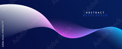 Flowing dark blue curve shape with soft gradient vector abstract background, relaxing and tranquil art, can illustrate health medical or sound of music. Vector illustration