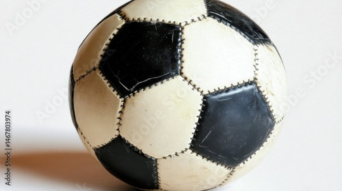 soccer ball isolated on white, A classic, timeless image of a black and white soccer ball on a clean, white background