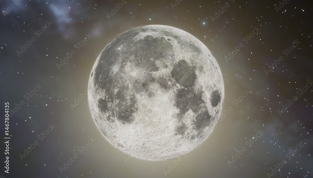 Fototapeta premium Moon on sky background. 3d render.