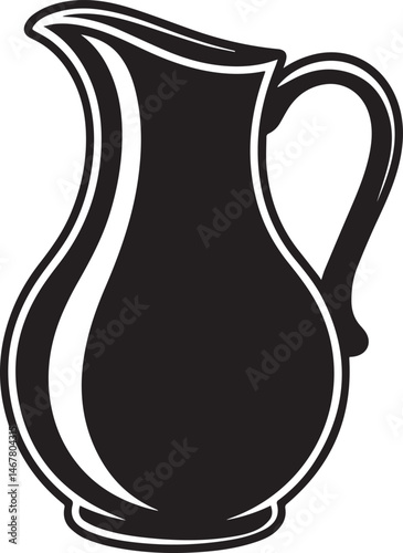 Pitcher Silhouette Black Vector Art Illustration