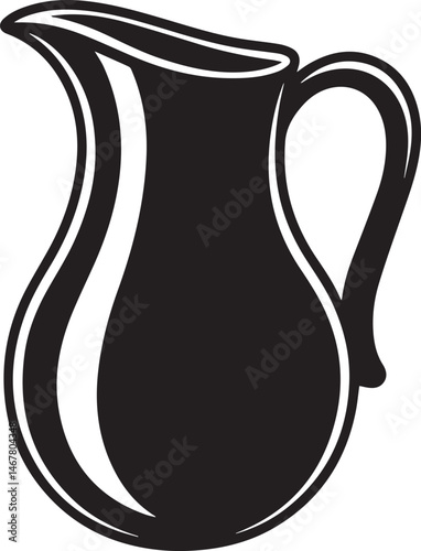 Pitcher Silhouette Black Vector Art Illustration