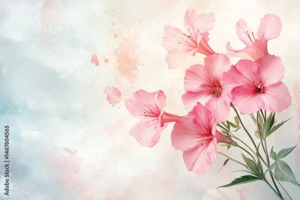 Fototapeta premium Delicate pink blossoms against a soft, pastel backdrop.
