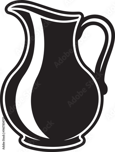 Pitcher Silhouette Black Vector Art Illustration