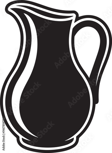 Pitcher Silhouette Black Vector Art Illustration