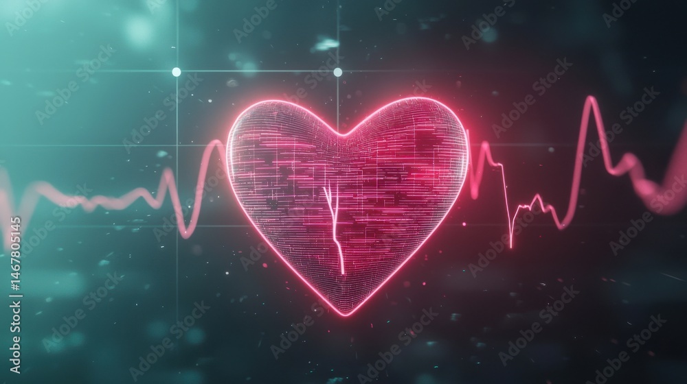 A heart with a red line through it is displayed on a blue background
