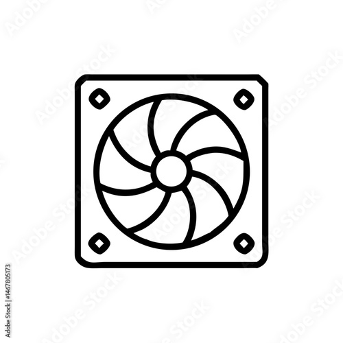 Computer Fan Outline – Cooling System Vector Illustration