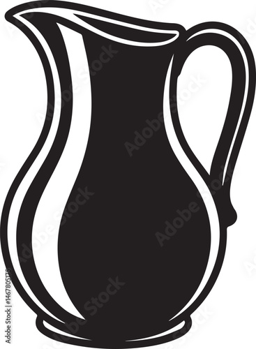 Pitcher Silhouette Black Vector Art Illustration