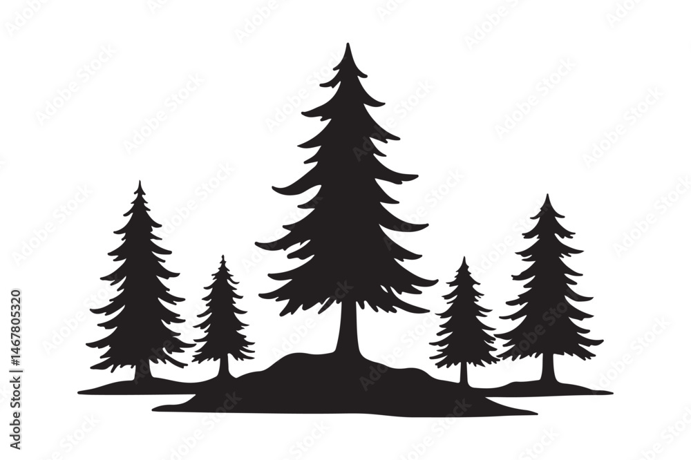 Fototapeta premium Pine Trees Forest Silhouette Vector