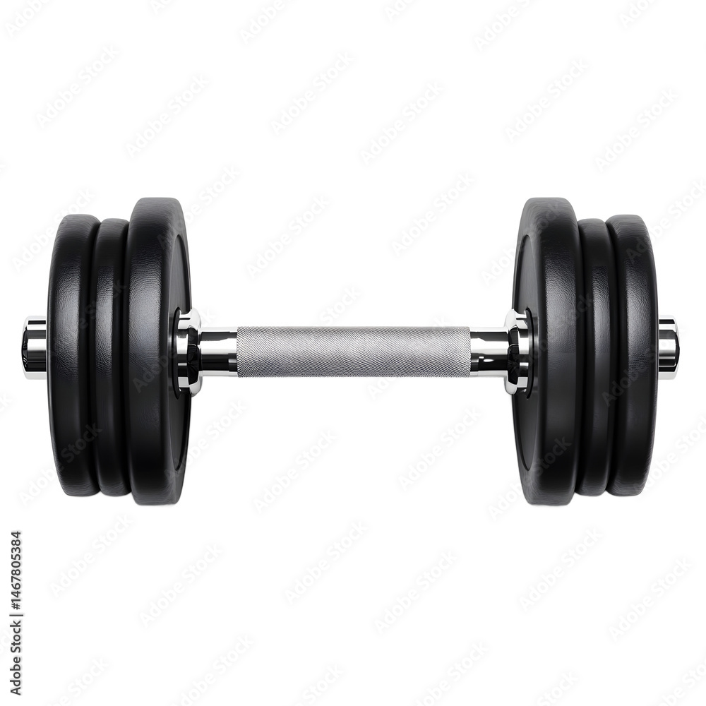 Fototapeta premium High-quality studio shot of a black dumbbell on a transparent background.