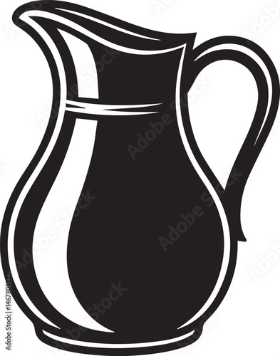 Pitcher Silhouette Black Vector Art Illustration