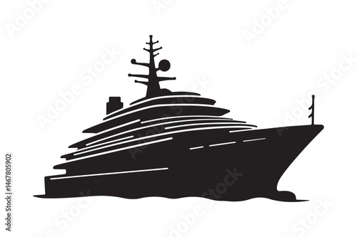Luxury Yacht Silhouette Vector