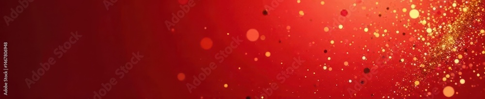Shimmering gold glitter on festive red background , festive texture, metallic texture Shimmering gold glitter on festive red background , festive texture, metallic texture