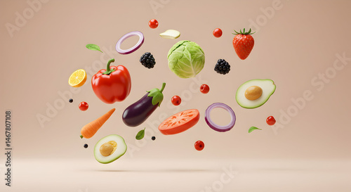 Wallpaper Mural Vibrant Arrangement of Fresh Fruits and Vegetables in Airy Space Torontodigital.ca