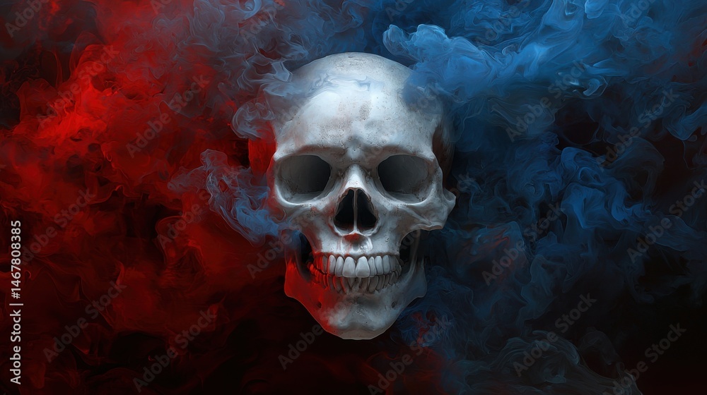 A skull with smoke surrounding it