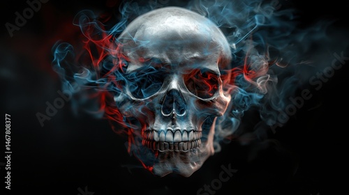 Obraz na płótnie A skull with smoke and fire surrounding it w salonie