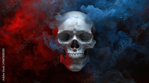 Obraz na płótnie A skull with smoke surrounding it w salonie