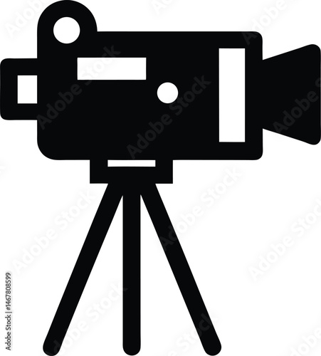Video Camera Tripod Mount Icon Vector Illustration